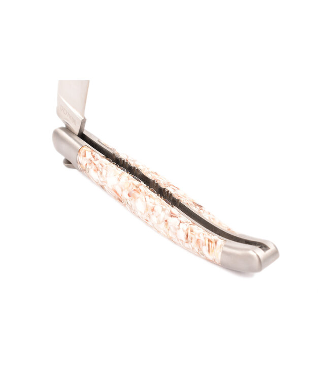 Laguiole en Aubrac 12cm sint-jacobschelp - bij in schelpmotief - platines guillochées - mat