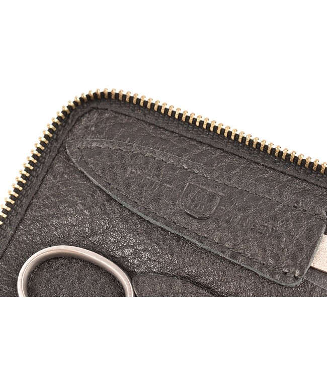 Dreiturm 7-delig etui met nageltang en 2 scharen - zwart kalfsleder (soepel)