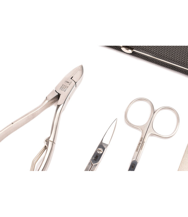 Dreiturm 7-delig etui met nageltang en 2 scharen - Black Tex (kunststof)