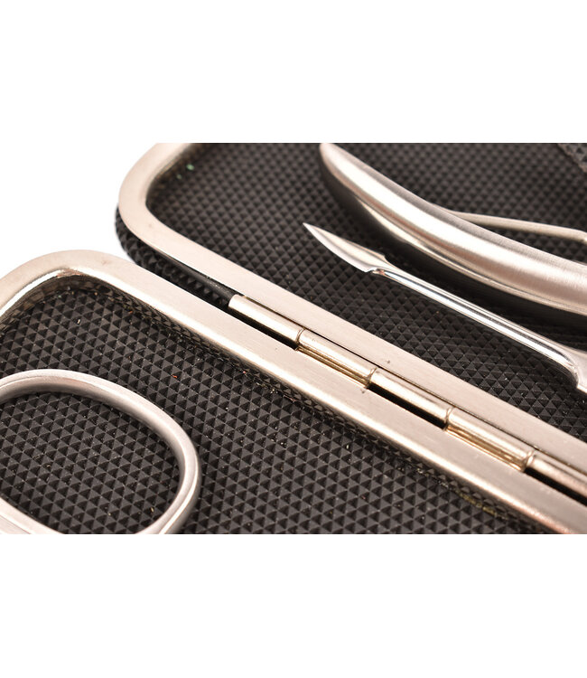 Dreiturm 7-delig etui met nageltang en 2 scharen - Black Tex (kunststof)