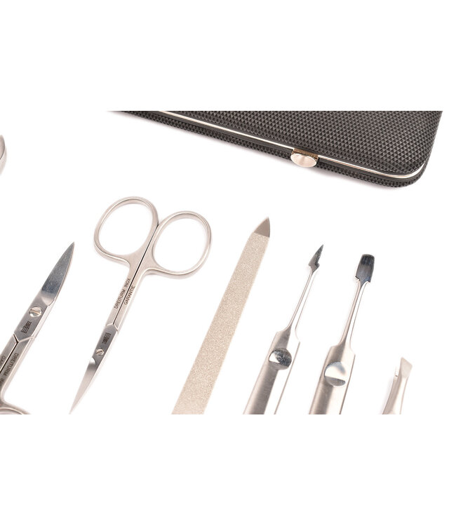 Dreiturm 7-delig etui (hardcase) met nageltang en 2 scharen - Black Tex kunststof