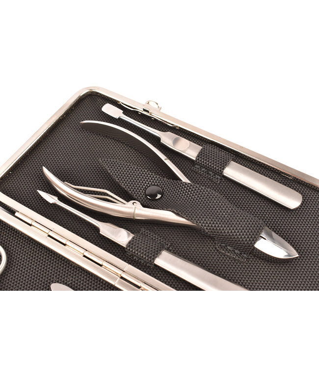 Dreiturm 7-delig etui (hardcase) met nageltang en 2 scharen - Black Tex kunststof