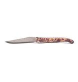 Laguiole en Aubrac Belle Pièce 2023/9 - 12cm violet gekleurd populier hout - plein manche - damast japonais