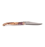 Laguiole en Aubrac Belle Pièce 2023/9 - 12cm violet gekleurd populier hout - plein manche - damast japonais