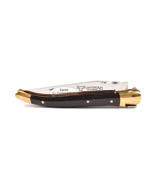 Laguiole en Aubrac 10cm geperste hoorn - messing eindstukken - glanzend