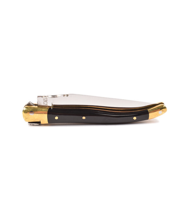 Laguiole en Aubrac 10cm geperste hoorn - messing eindstukken - glanzend