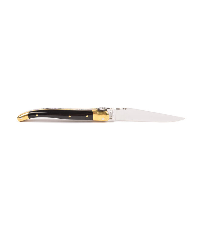 Laguiole en Aubrac 10cm geperste hoorn - messing eindstukken - glanzend