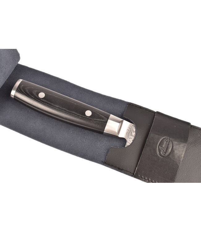 Liam's zwart lederen messenhoes voor één mes van 20cm