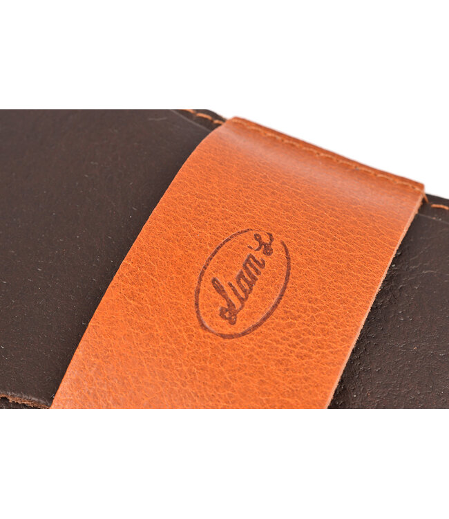 Liam's bruin lederen messenhoes voor één mes van 20cm