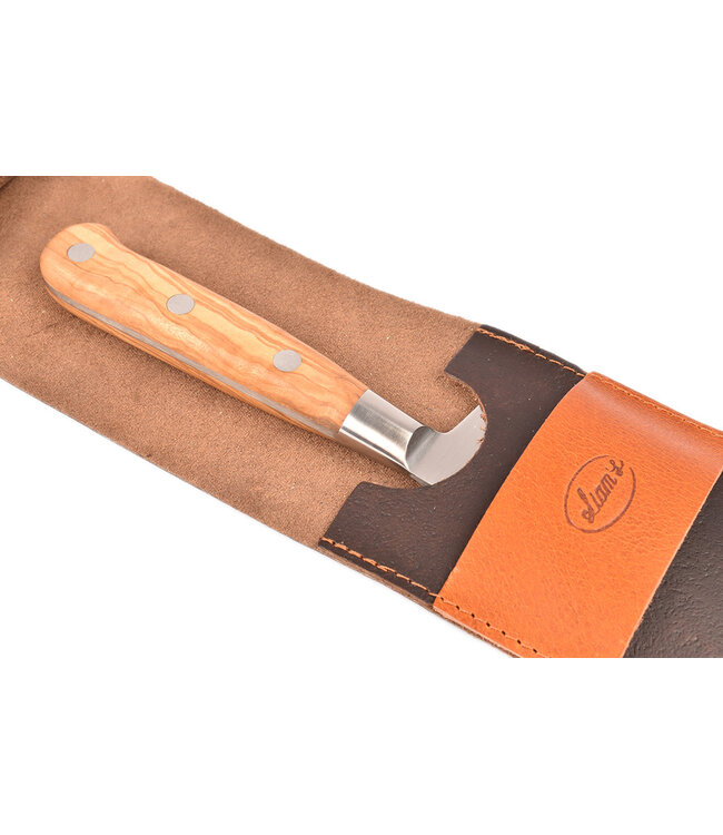 Liam's bruin lederen messenhoes voor één mes van 20cm