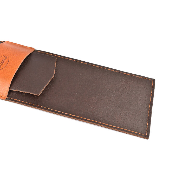 Liam's bruin lederen messenhoes voor één mes van 20cm