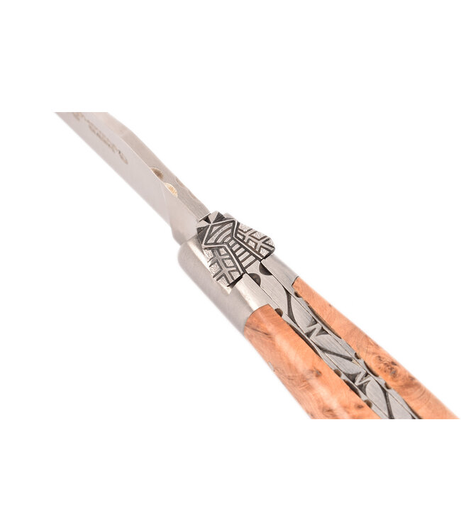 Laguiole en Aubrac 12cm jeneverbes - speciale bij n°7 - platines guillochées - mat