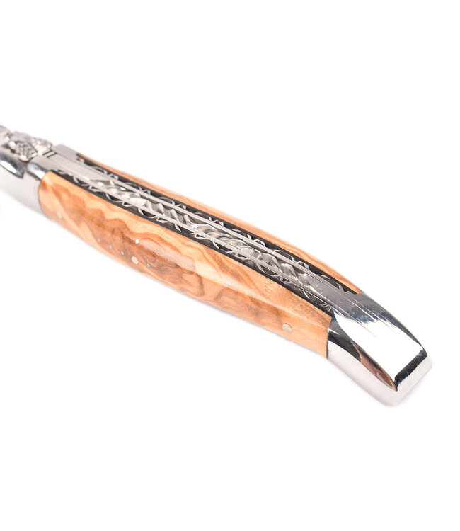 Laguiole en Aubrac 12cm olijfhout - double platines - glanzend - limitée n°16.1