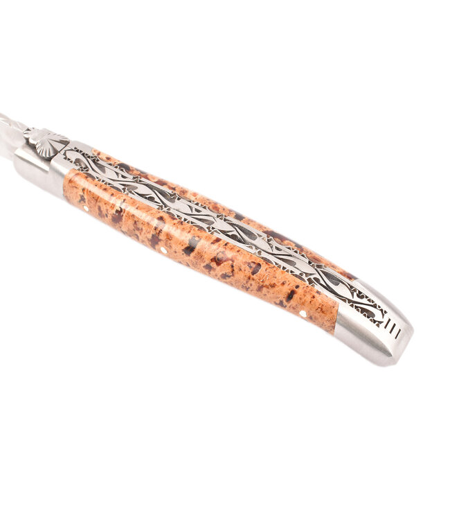 Laguiole en Aubrac 12cm lavasteen met bruin getint hars - double platines - mat