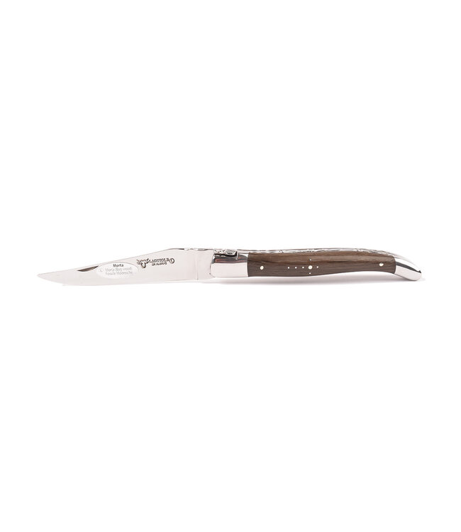 Laguiole en Aubrac 12cm moeraseik - platines guillochées - glanzend