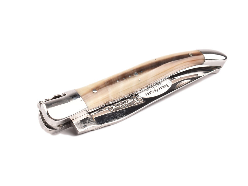 Laguiole en Aubrac 12cm pointe de corne - double platines - glanzend
