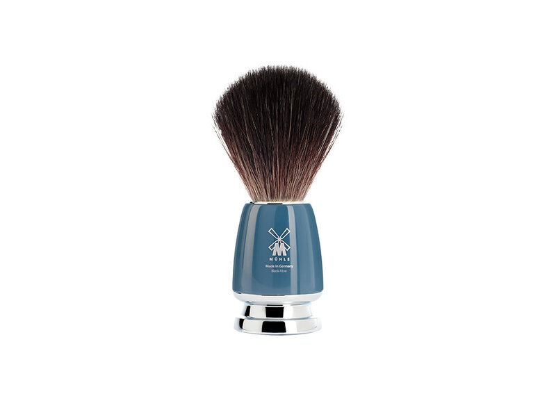 Muhle Rytmo scheerset in blauw kunsthars - safety razor - kwast black fibre