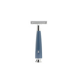 Muhle Rytmo scheerset in blauw kunsthars - safety razor - kwast black fibre