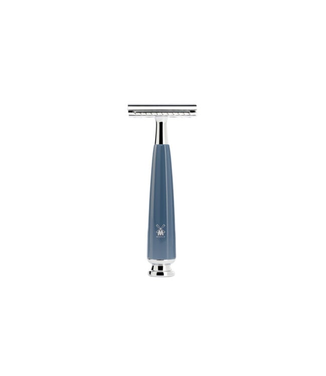 Muhle Rytmo scheerset in blauw edelhars - safety razor - kwast black fibre