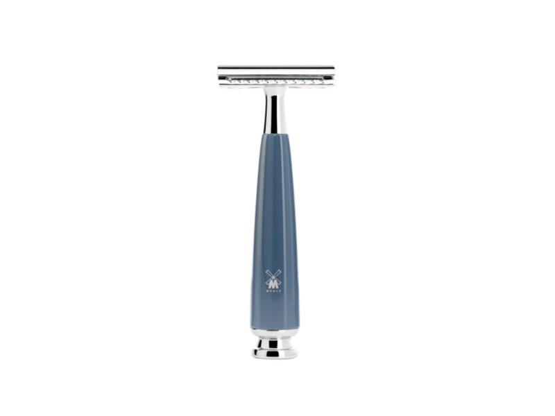 Muhle Rytmo scheerset in blauw edelhars - safety razor - kwast black fibre