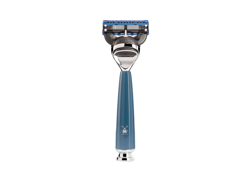 Muhle Rytmo scheerset in blauw edelhars - Gillette® Fusion5™ - kwast black fibre
