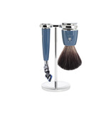 Muhle Rytmo scheerset in blauw kunsthars - Gillette® Fusion5™ - kwast black fibre