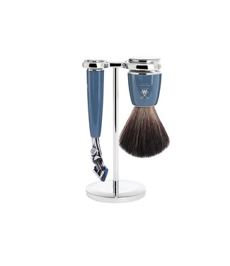 Muhle Rytmo scheerset in blauw edelhars - Gillette® Fusion5™ - kwast black fibre