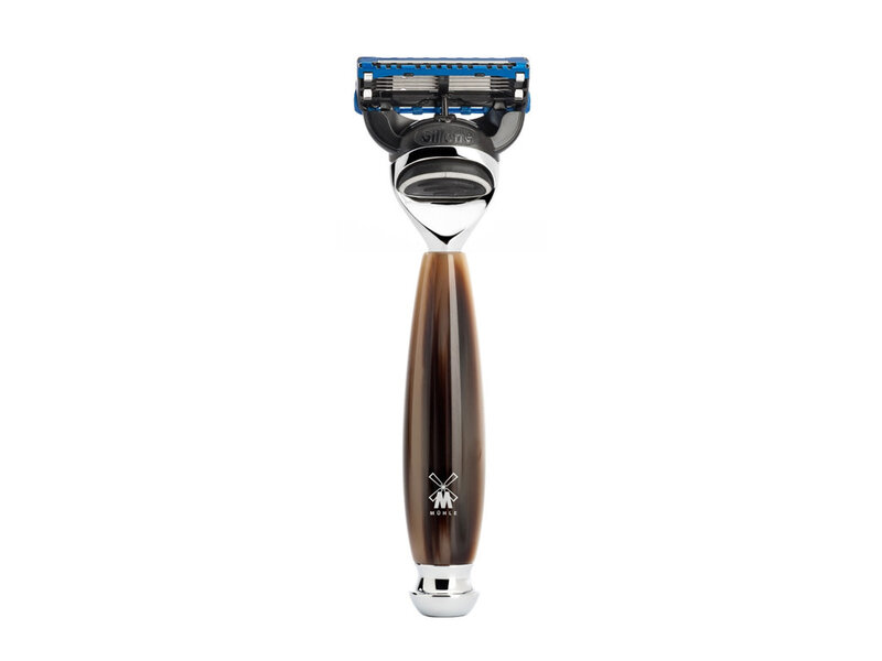 Muhle Vivo scheerset in harshoorn - zeepbakje - Gillette® Fusion5™ - kwast fibre