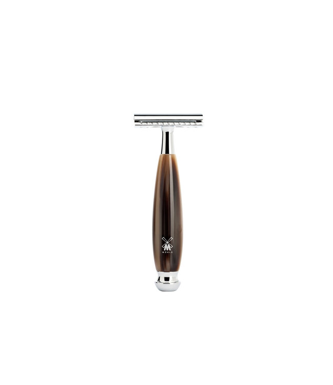 Muhle Vivo scheerset in harshoorn - zeepbakje - safety razor - kwast black fibre
