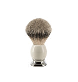 Muhle Sophist scheerset in wit porselein - zeepbakje - safety razor - silvertip dassenhaar