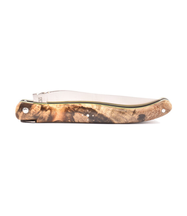 Laguiole en Aubrac 12cm as - groene plaatjes - plein manche - mat