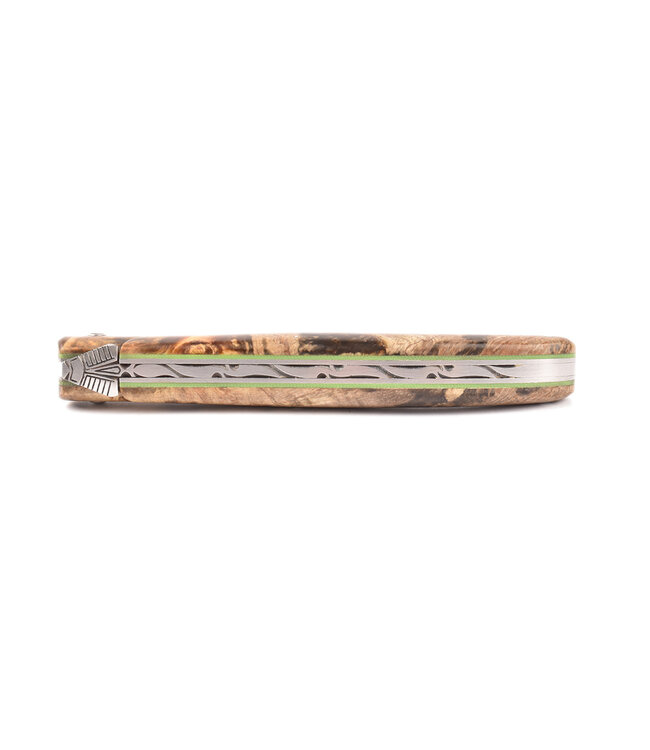 Laguiole en Aubrac 12cm as - groene plaatjes - plein manche - mat