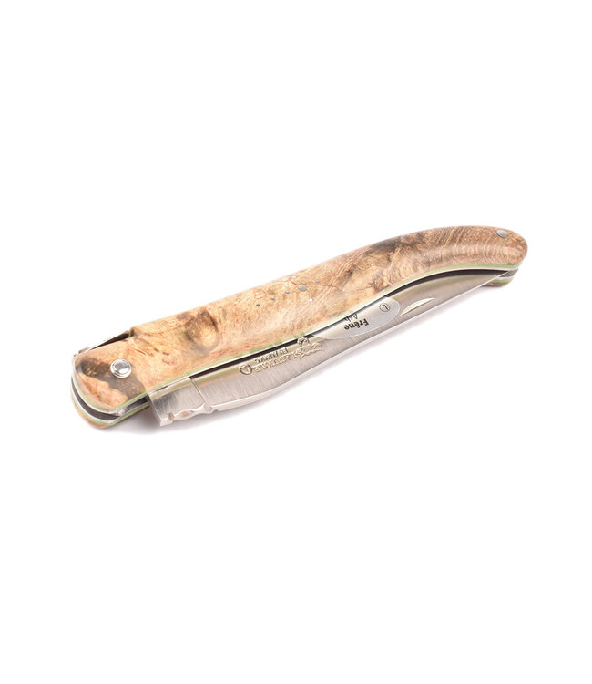 Laguiole en Aubrac 12cm as - groene plaatjes - plein manche - mat