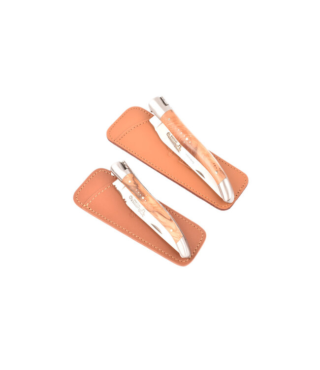 Laguiole en Aubrac étui - cognac - 11-12cm