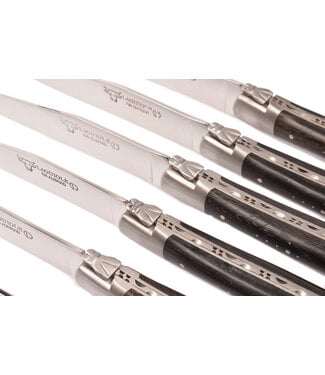Laguiole en Aubrac 6 steakmessen ebben - mat
