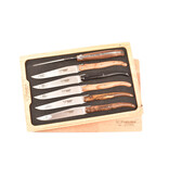 Laguiole en Aubrac 6 steakmessen Prestige houtvariaties - plein manche