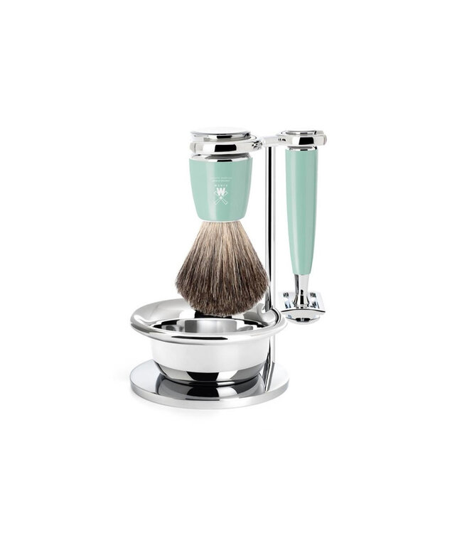 Muhle Gechromeerde houder voor scheerkwast en scheermes - met zeepbakje