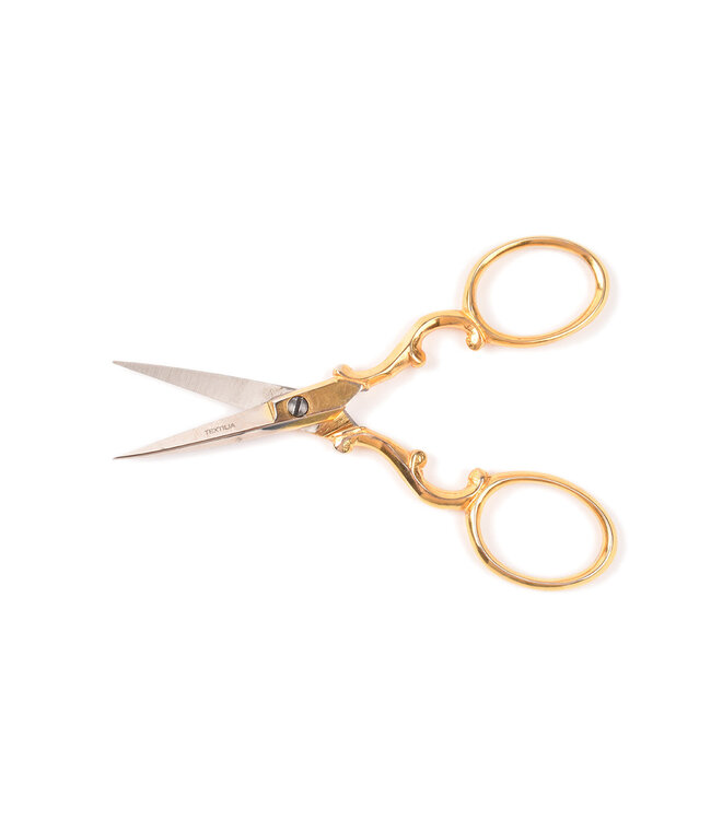 Textilia vergulde borduurschaar met hartmotief - extra fijn - 9,5 cm