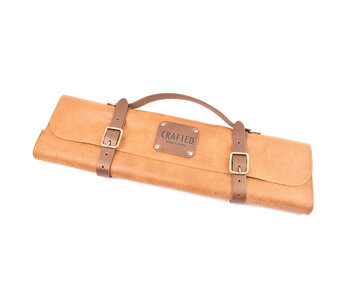 Crafted messentas - leder bruin - voor 7 messen