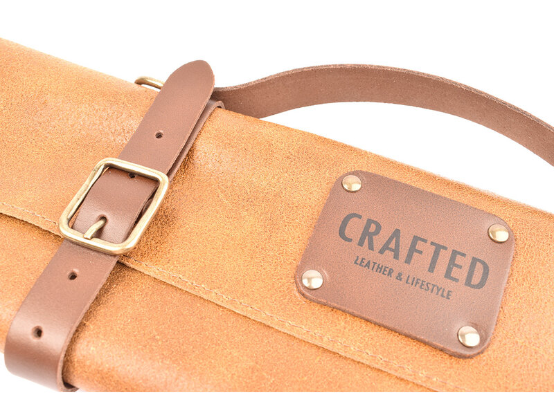 Crafted messentas - leder bruin - voor 7 messen
