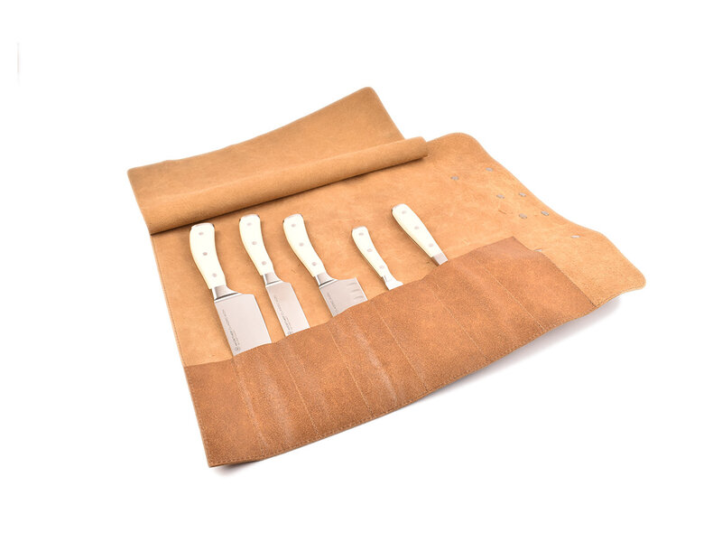 Crafted messentas - leder bruin - voor 7 messen