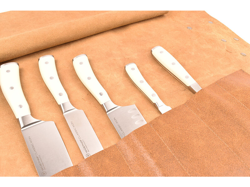 Crafted messentas - leder bruin - voor 7 messen