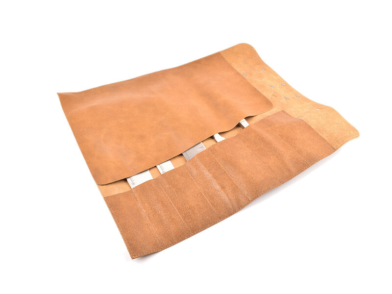 Crafted messentas - leder bruin - voor 7 messen