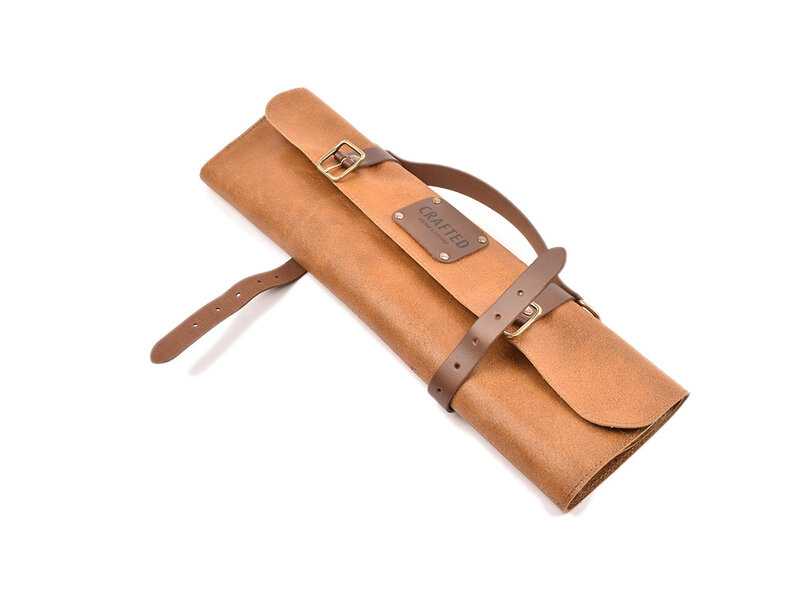 Crafted messentas - leder bruin - voor 7 messen