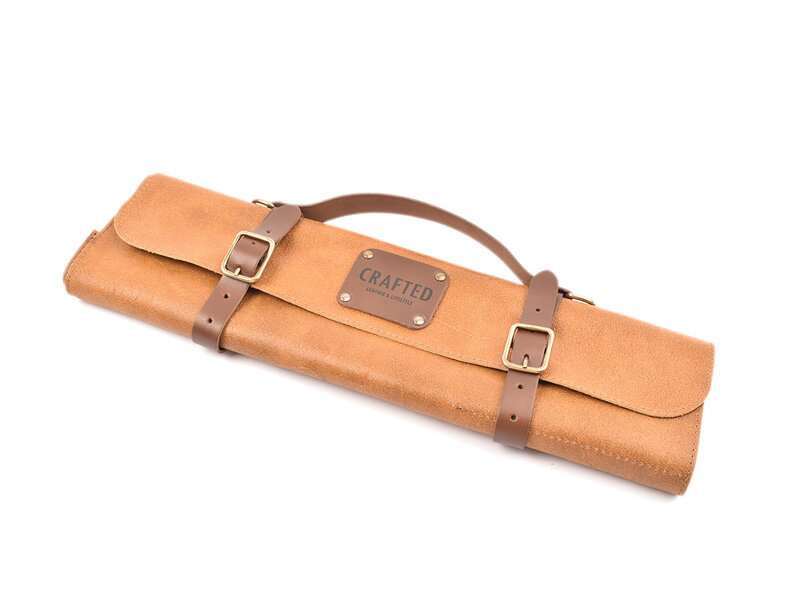 Crafted messentas - leder bruin - voor 7 messen