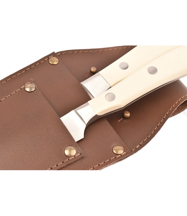 Crafted lederen holster voor 2 messen