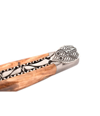 Laguiole en Aubrac Belle Pièce - 12cm loupe de marronnier - platines guillochées