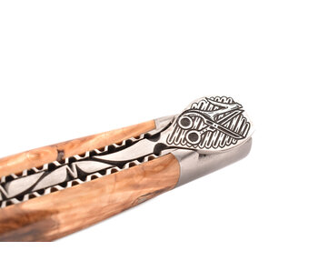 Laguiole en Aubrac Belle Pièce - 12cm loupe de marronnier - platines guillochées