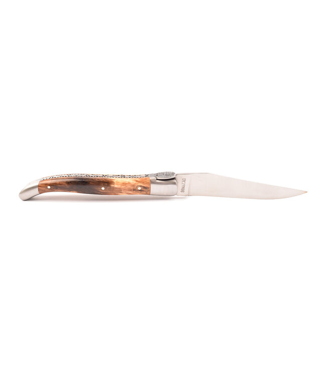 Laguiole en Aubrac Belle Pièce - 12cm  wildekastanje-wortelknol - platines guillochées - mat