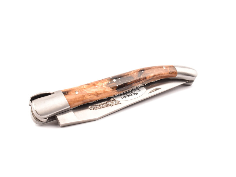 Laguiole en Aubrac Belle Pièce - 12cm loupe de marronnier - platines guillochées